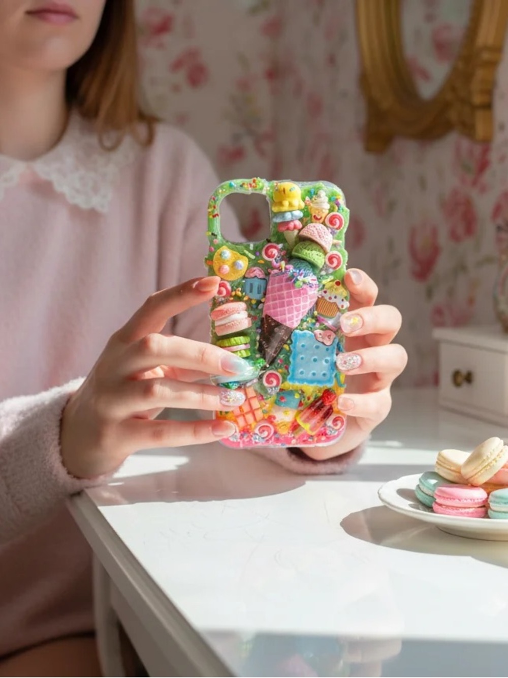 Cute Pink & Multicolor Ice Cream Dessert Phone Case - Playful Protection
